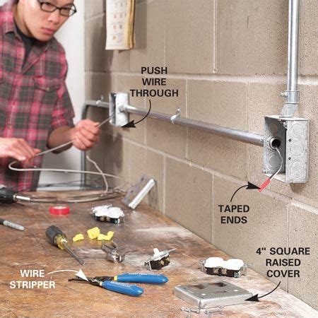 mounting receptacle in concrete wall